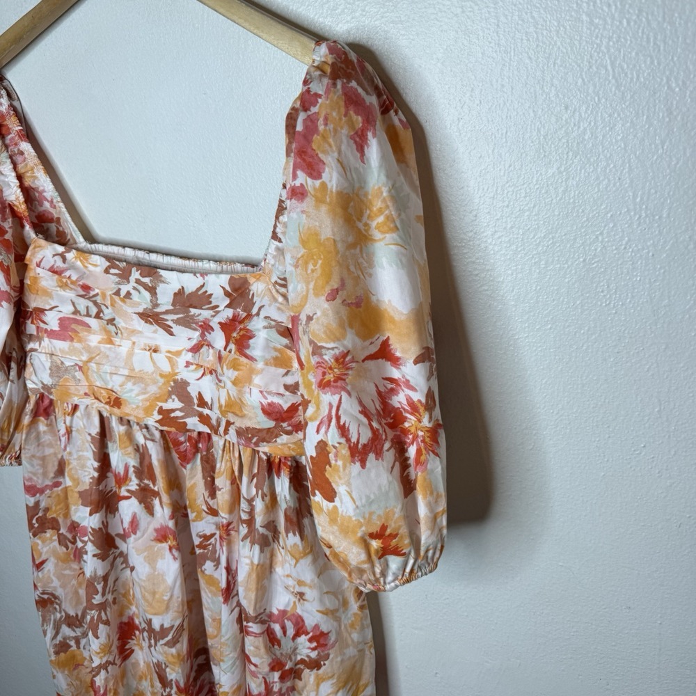 Abercrombie &‎ Fitch Women's Large Emerson Poplin Puff Sleeve Mini Dress Floral - Picture 5 of 14
